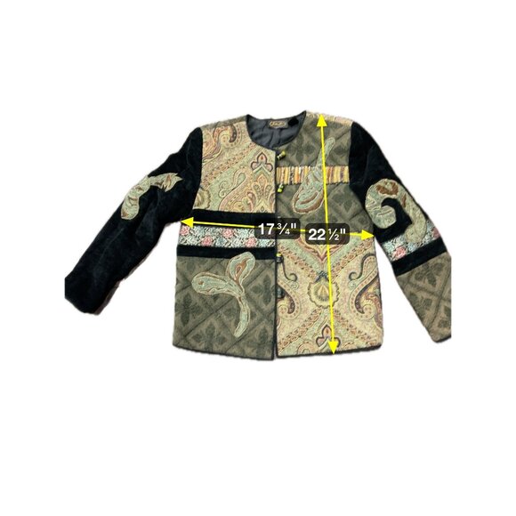 Julia Kim Womens Patchwork Quilted Jacket Bead Accents Button Closure Sz PP - Picture 6 of 9